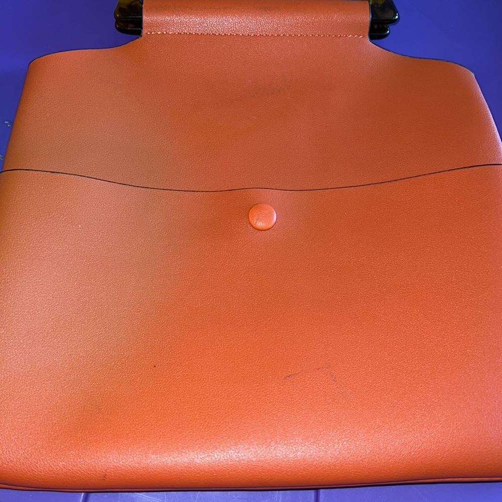 Topshop Orange Tortoise Shell Handle Small Tote P… - image 3